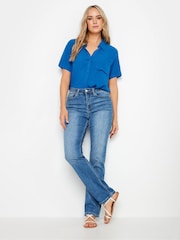 Long Tall Sally Blue Crinkle Short Sleeve Shirt - Image 6 of 9