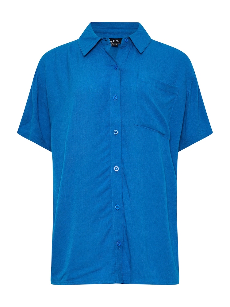 Long Tall Sally Blue Crinkle Short Sleeve Shirt - Image 9 of 9