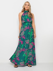 Long Tall Sally Green Print Halterneck Maxi Dress - Image 1 of 6