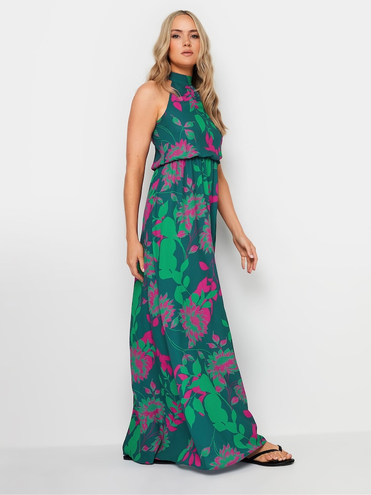 Long Tall Sally Green Print Halterneck Maxi Dress - Image 2 of 6