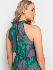 Long Tall Sally Green Print Halterneck Maxi Dress - Image 4 of 6