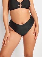 Yours Curve Black V-Front Bikini Bottoms - Image 2 of 6