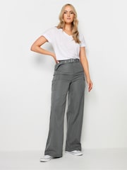 Long Tall Sally Grey Belted Wide Leg Trousers - Image 1 of 5
