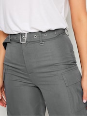 Long Tall Sally Grey Belted Wide Leg Trousers - Image 4 of 5
