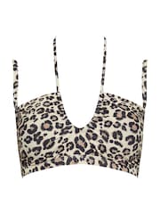 Yours Curve Black True Animal Halter Bikini Top - Image 5 of 6