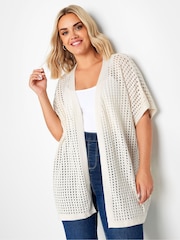 Yours Curve White Crochet Cardigan - Image 1 of 5