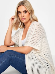 Yours Curve White Crochet Cardigan - Image 4 of 5