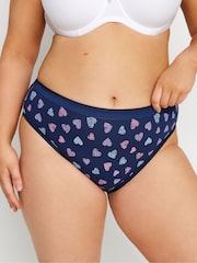 Yours Curve Blue High Leg Briefs 5 Pack With Stretch - Image 2 of 10