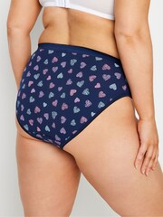 Yours Curve Blue High Leg Briefs 5 Pack With Stretch - Image 3 of 10