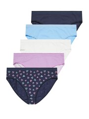 Yours Curve Blue High Leg Briefs 5 Pack With Stretch - Image 5 of 10