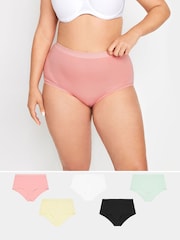 Yours Curve Pink 5 Pack Paisley Full Briefs - Image 1 of 4