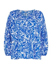 Yours Curve Blue Floral Balloon Sleeve Blouse - Image 5 of 5
