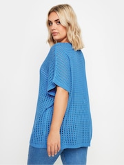 Yours Curve Blue Crochet Cardigan - Image 3 of 5