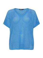 Yours Curve Blue Crochet Cardigan - Image 5 of 5