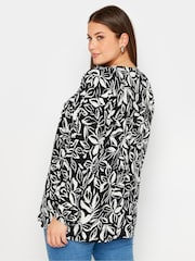 Yours Curve Black Floral Balloon Sleeve Blouse - Image 3 of 5