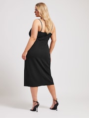 Yours Curve Black Diamante Buckle Square Neck Shift Dress - Image 3 of 5
