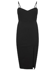 Yours Curve Black Diamante Buckle Square Neck Shift Dress - Image 5 of 5