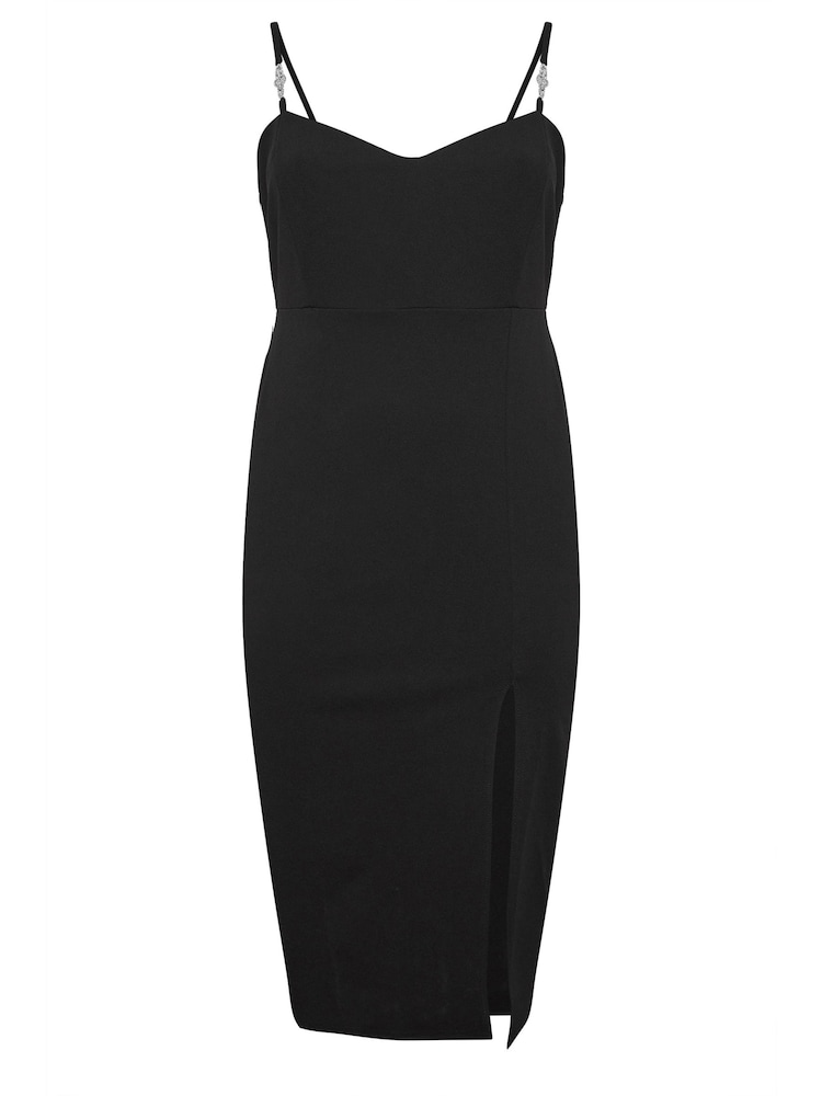 Yours Curve Black Diamante Buckle Square Neck Shift Dress - Image 5 of 5