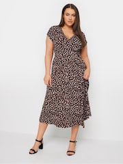 Yours Curve Red Leopard Print Spot Print Wrap Dress - Image 1 of 5