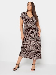 Yours Curve Red Leopard Print Spot Print Wrap Dress - Image 2 of 5