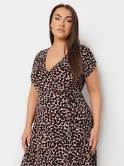 Yours Curve Red Leopard Print Spot Print Wrap Dress - Image 4 of 5