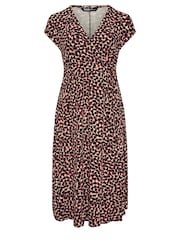 Yours Curve Red Leopard Print Spot Print Wrap Dress - Image 5 of 5