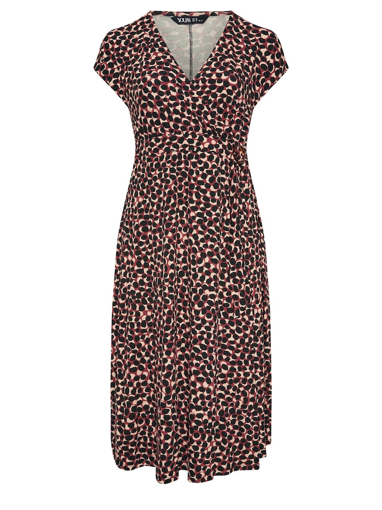 Yours Curve Red Leopard Print Spot Print Wrap Dress - Image 5 of 5