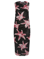 Yours Curve Black London Floral Slash Neck Dress - Image 5 of 5
