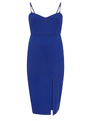 Yours Curve Blue Diamante Buckle Square Neck Shift Dress - Image 5 of 5