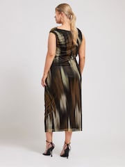 Yours Curve Brown London Abstract Slash Neck Dress - Image 3 of 5
