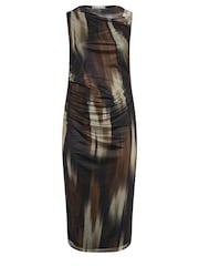 Yours Curve Brown London Abstract Slash Neck Dress - Image 5 of 5