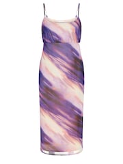 Yours Curve Purple Abstract Ombre Mesh Column Dress - Image 5 of 5