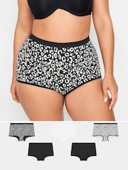 Yours Curve Black 5 Pack Animal Shorts - Image 1 of 7
