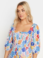 Yours Curve White Abstract Button Front Printed Maxi Dress - Image 3 of 5
