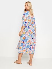 Yours Curve White Abstract Button Front Printed Maxi Dress - Image 4 of 5