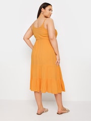 Yours Curve Orange Limited Collection Crochet Crinkle Midaxi Dress - Image 3 of 5