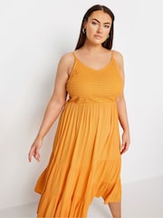 Yours Curve Orange Limited Collection Crochet Crinkle Midaxi Dress - Image 4 of 5