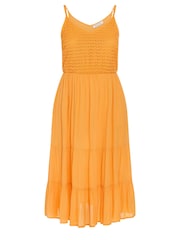 Yours Curve Orange Limited Collection Crochet Crinkle Midaxi Dress - Image 5 of 5