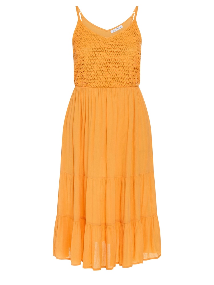 Yours Curve Orange Limited Collection Crochet Crinkle Midaxi Dress - Image 5 of 5