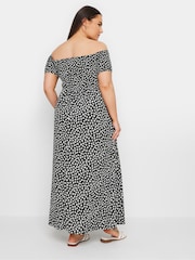 Yours Curve Black Floral Print Bardot Midaxi Dress - Image 3 of 5