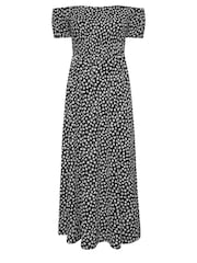 Yours Curve Black Floral Print Bardot Midaxi Dress - Image 5 of 5