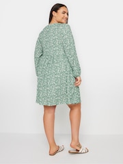 Yours Curve Green Floral Print Textured Midi Dress - Image 3 of 5