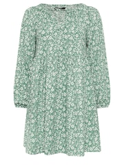 Yours Curve Green Floral Print Textured Midi Dress - Image 5 of 5