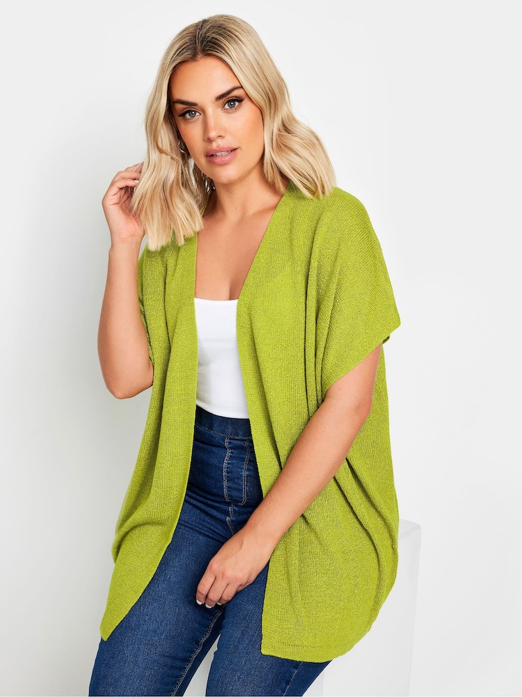 Yours Curve Green Chartreuse Short Sleeve Cardigan - Image 1 of 5