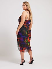 Yours Curve Black Mesh Gather Tulip Dress - Image 2 of 5