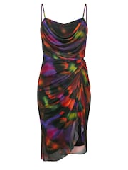Yours Curve Black Mesh Gather Tulip Dress - Image 5 of 5