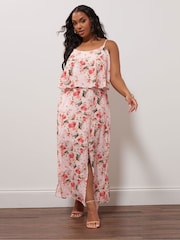 Yours Curve Pink Floral Overlay Maxi Dress - Image 2 of 5