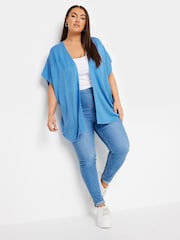 modra - Yours Curve Vezena jopica Edge To Edge Boxy Cardigan - Slika 2 iz 5