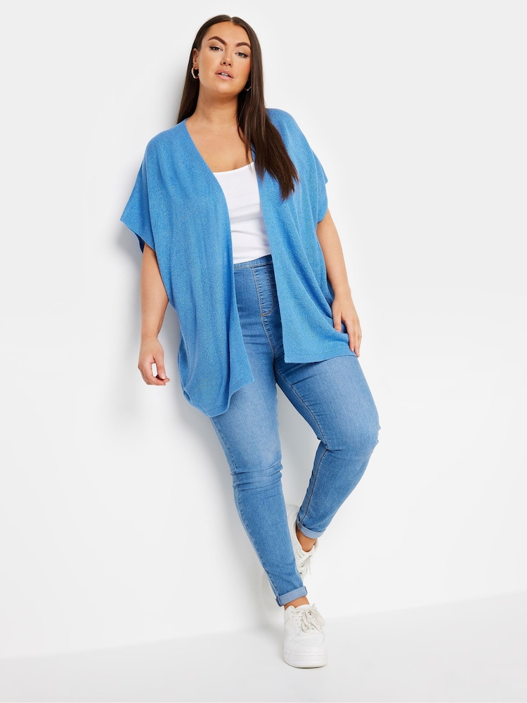 modra - Yours Curve Vezena jopica Edge To Edge Boxy Cardigan - Slika 2 iz 5