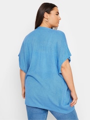modra - Yours Curve Vezena jopica Edge To Edge Boxy Cardigan - Slika 3 iz 5
